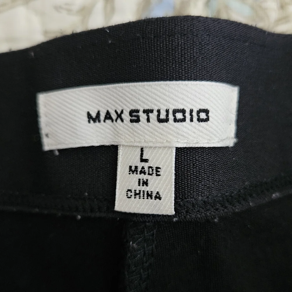 MAX STUDIO black L pants stretch EUC elastic pull on dress casual office Large